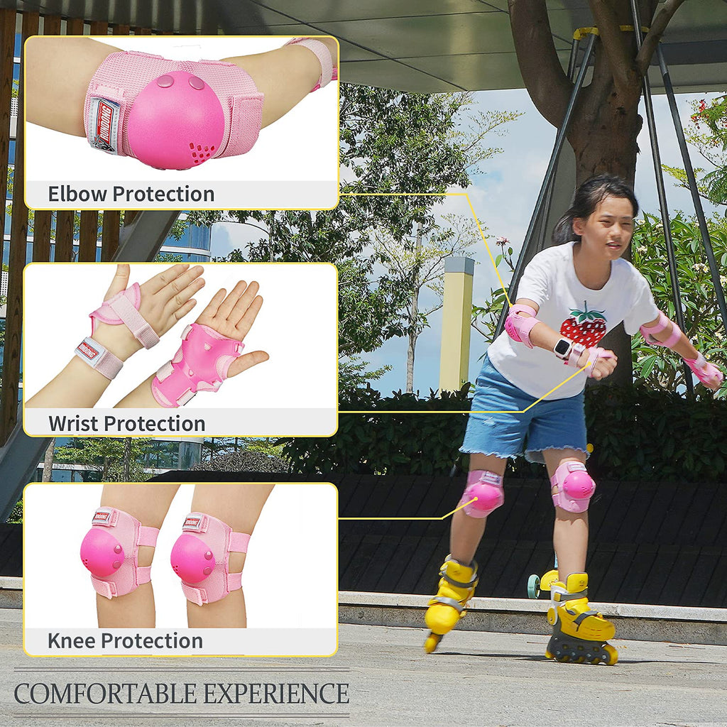 SOHOUR HOME Kids/Youth Knee Pads Elbow Pads Wrist Guards 3 in1Protective Set, for 3-15 Years Child Roller Skates, Cycling, Inlin