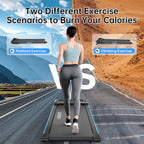 Modida 2-In-1 Under Desk Treadmill, Foldable Walking Pad For Home Office, Portable Electric Treadmill With Remote Control & Led