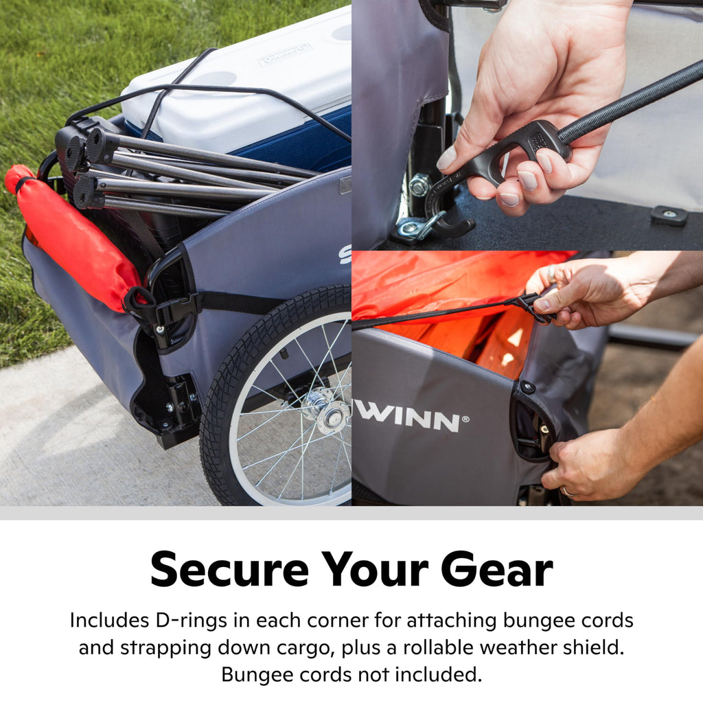 Schwinn Daytripper Bike Cargo Trailer, Holds up to 100 lb, Universal Coupler, Folding Frame, Quick-Release Wheels, 16-Inch Air-F