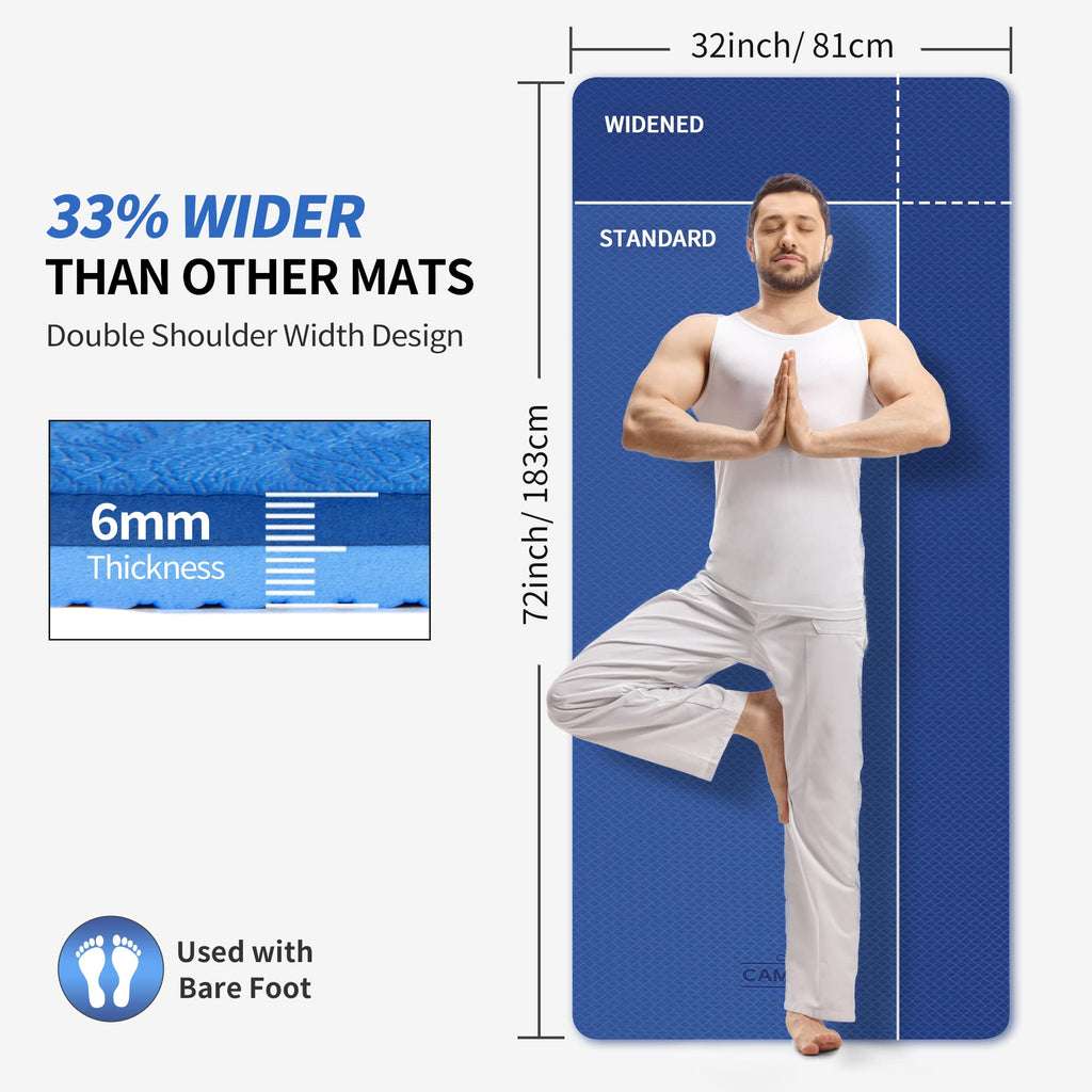 Cambivo Extra Wide Yoga Mat For Women And Men (72''X 32''X 1/4''), Eco-Friendly Sgs Certified, Large Tpe Exercise Fitness Mat Fo
