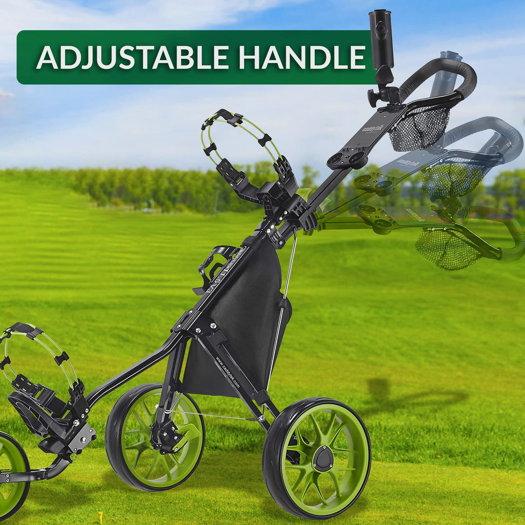 Caddytek Caddylite 115 V3 3 Wheel Golf Push Cart - Superlite Deluxe, Lightweight, Easy To Fold Caddy Cart Pushcart, Blacklime