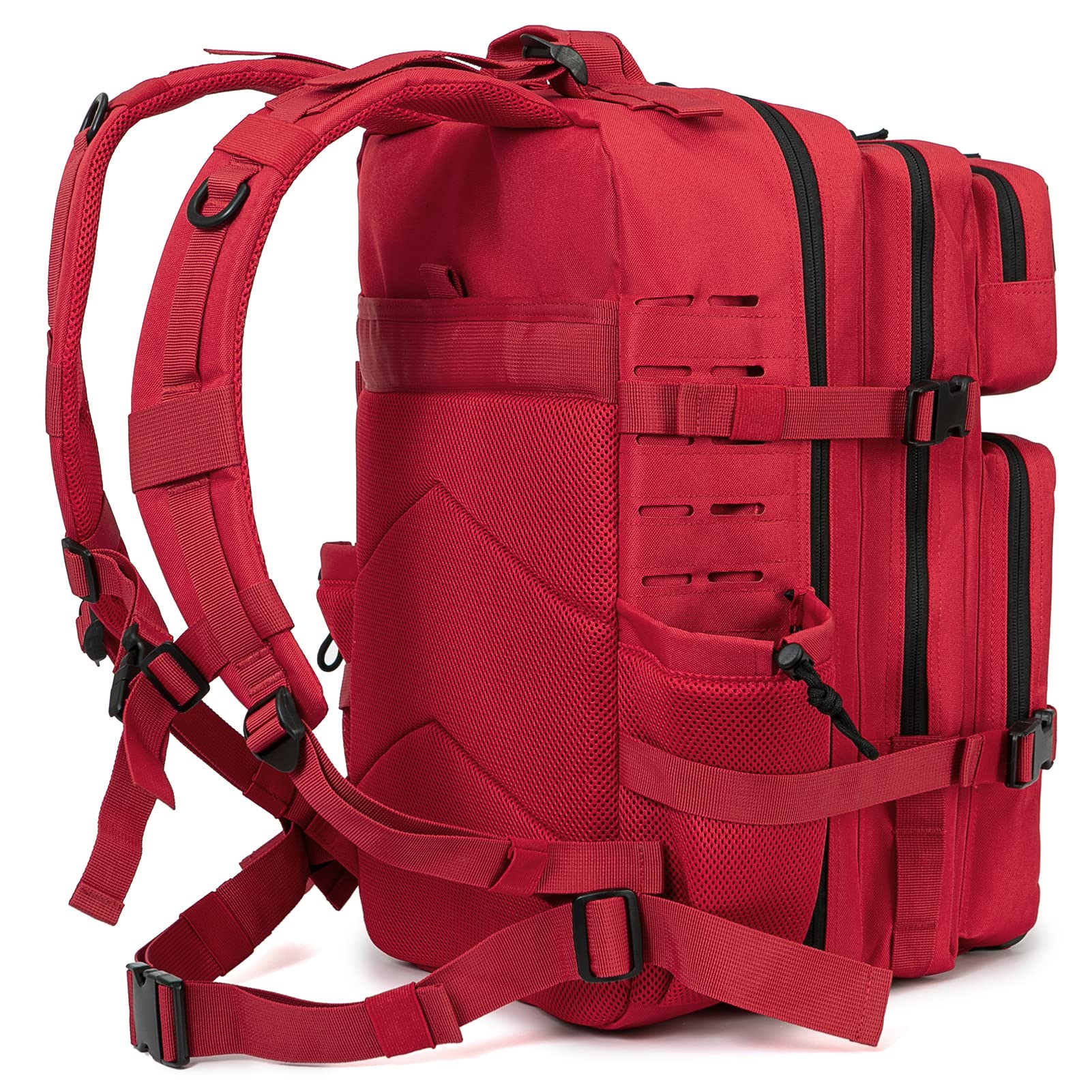 Qt&Qy Red Military Tactical Backpacks For Women Ccw Army Laser Cut Molle Daypack 45L Large 3 Day Bug Out Bag Gym Rucksack With B