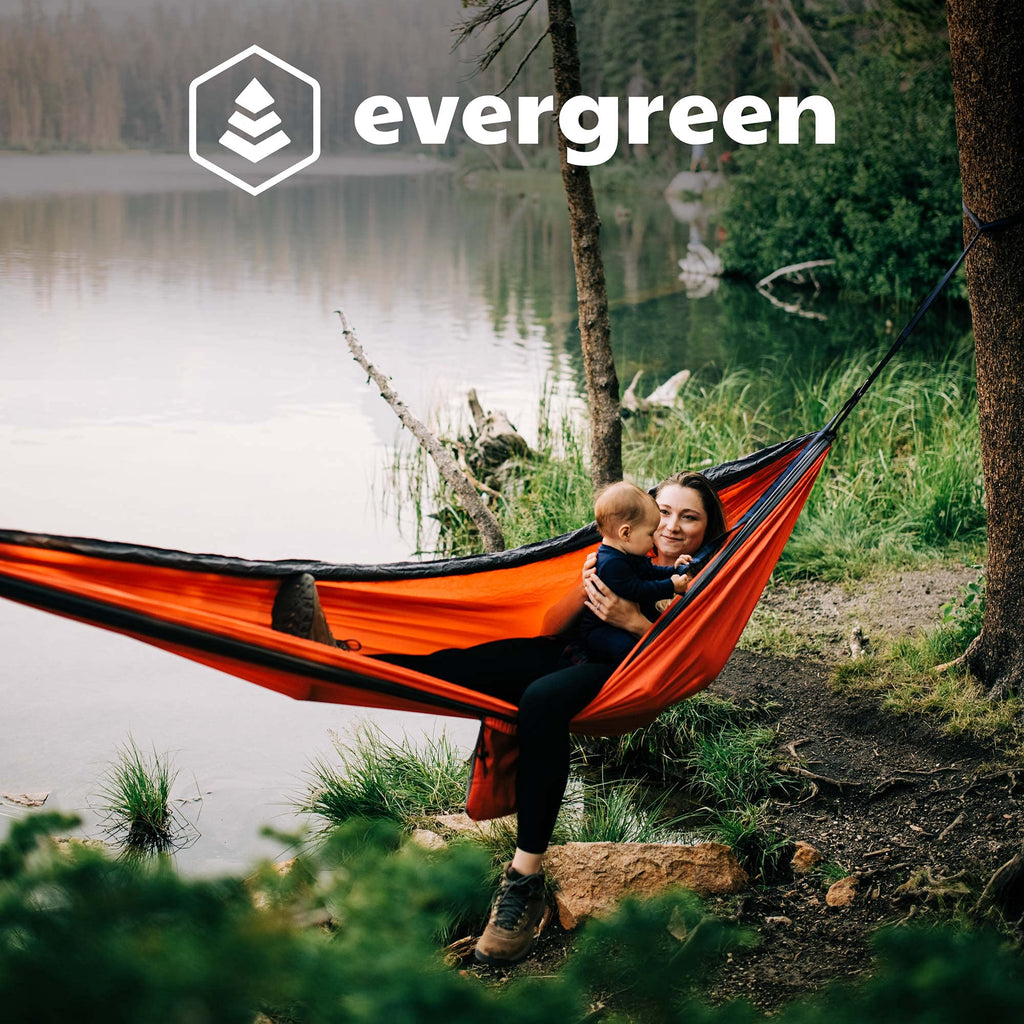 Evergreen Lightweight Outdoor Portable Camping Hammock - Single & Double With Tree Straps For Backpacking, Camping, Travel, Hiki