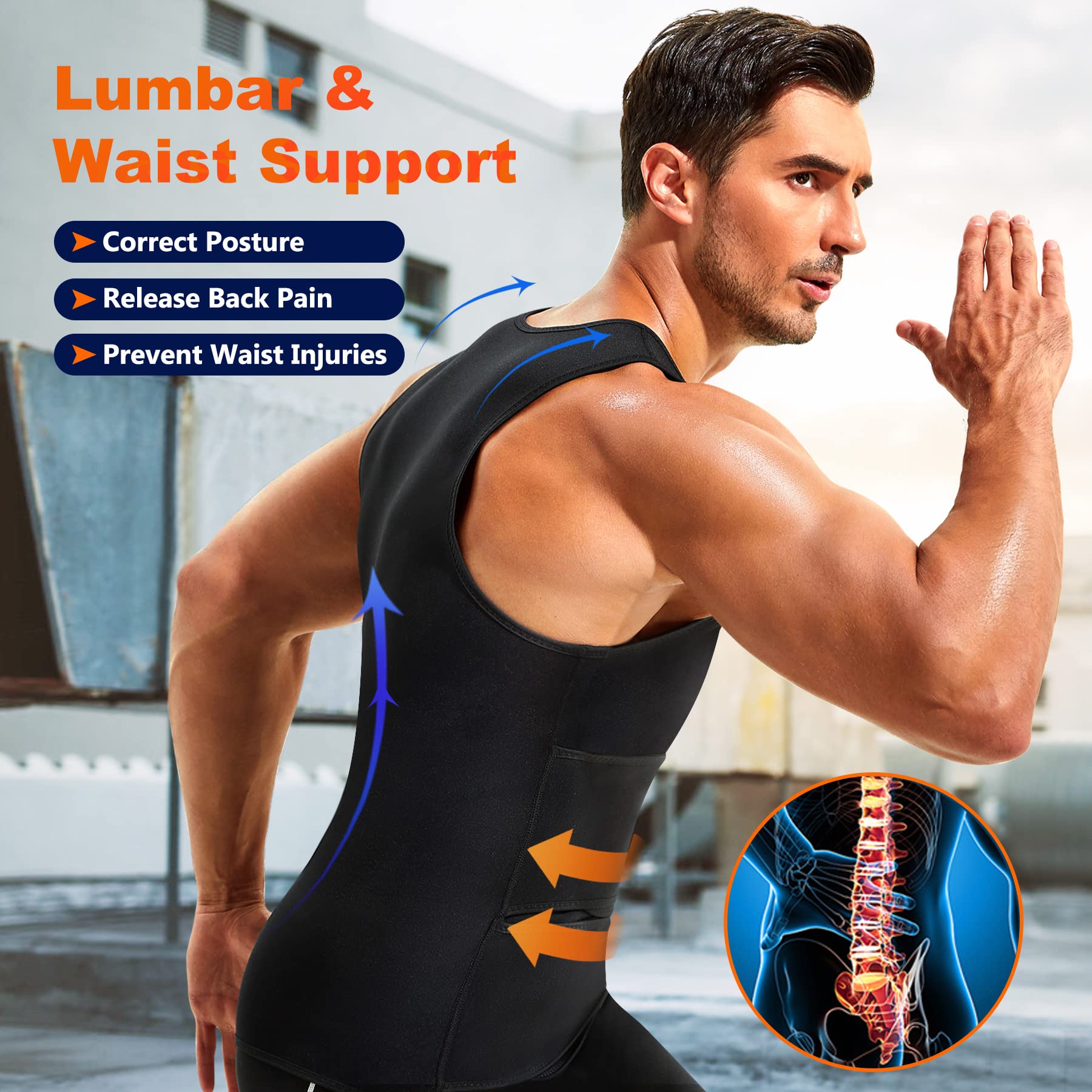 Wonderience Sauna Suit For Men Waist Trainer Neoprene Sweat Vest With Adjustable Waist Trimmer Belt(Black, Xxxx-Large)