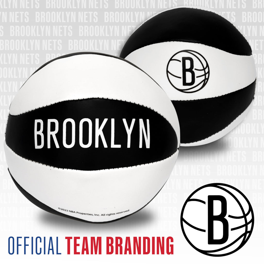 Franklin Sports Nba Brooklyn Nets Toy Basketballs - 2 Pack Of Kids Soft Mini Basketballs For Over The Door + Indoor Hoops - Nba