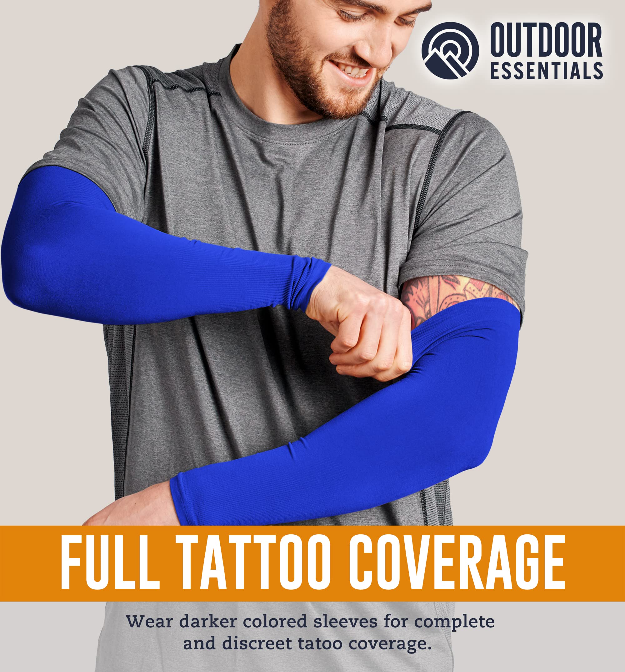 Outdooressentials Uv Sun Protection Compression Arm Sleeves - Tattoo Cover Up - Cooling Athletic Sports Sleeve For Football