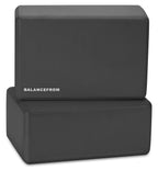 Fitvids Set of 2 High Density Yoga Blocks, 9x6x4 Each, Pair (Black)