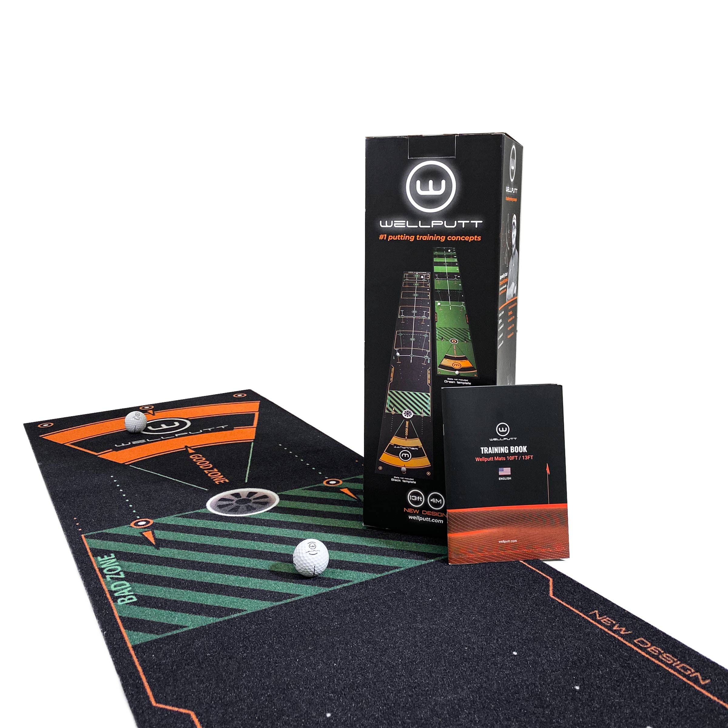 Wellputt - Golf Putting Training Mat - 13Ft Black