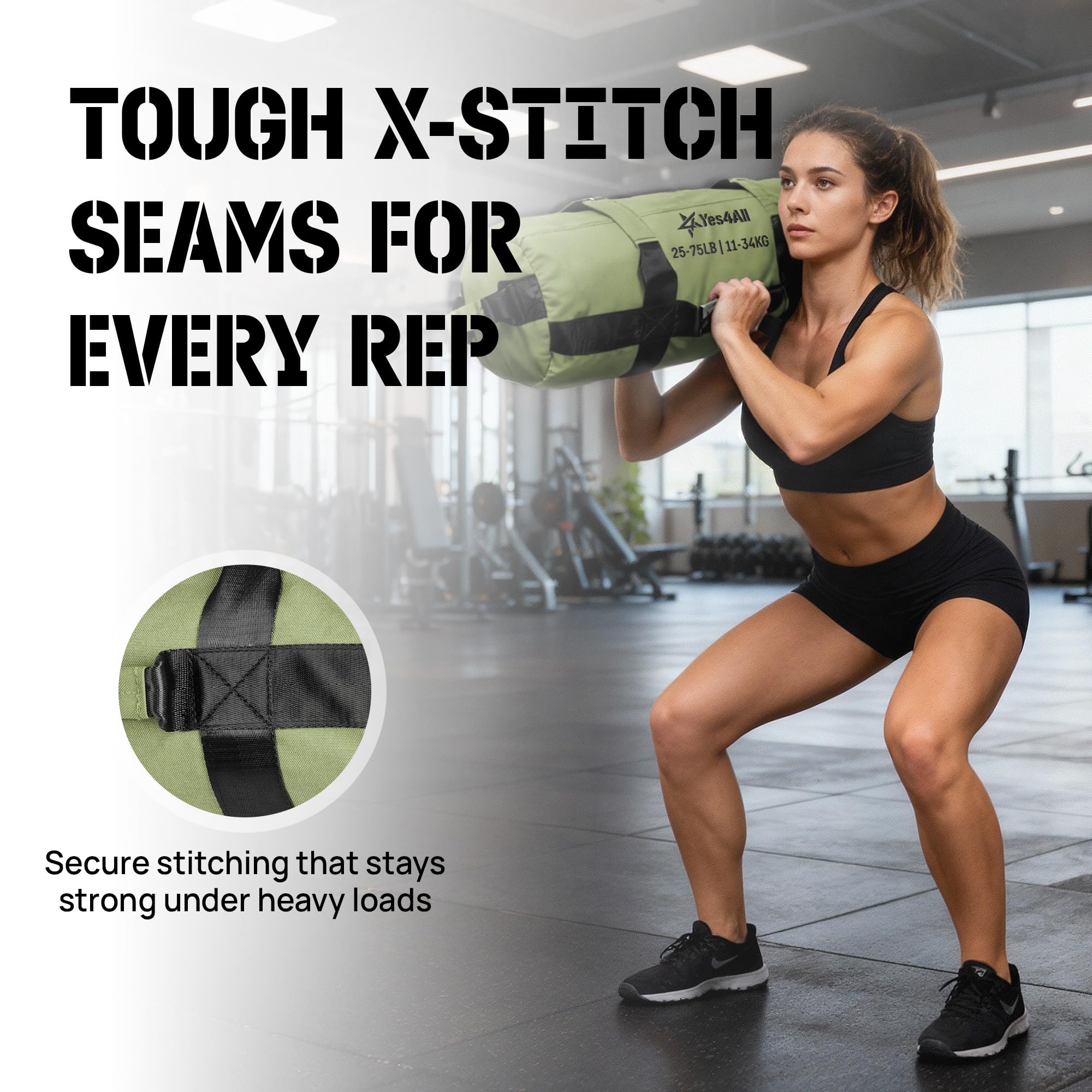 Yes4All Sandbags for Working Out, Unfilled Adjustable Sand Bags for Weight Training with Handles, Multiple Colors & Sizes 5-200l
