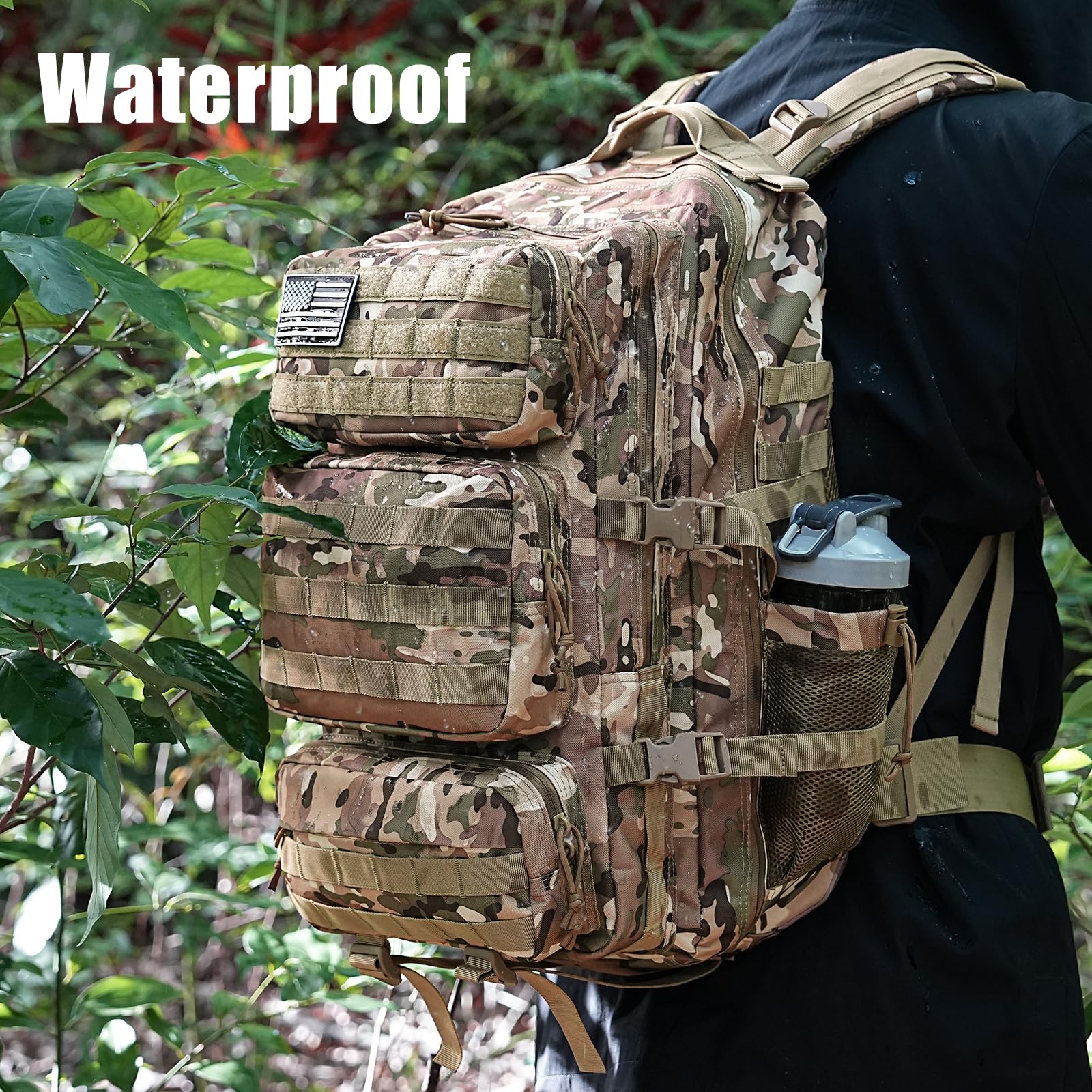 kookoomia Military Tactical Backpack 50L Large Day Backpack for Men Molle Army 3 Days Assault Pack Bug Out Bag Water Resistant a