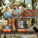 Cofiyard 20,000 Btus 2 Burner Propane Camping Stove, Portable Folding Camp Stove With Adjustable Burners, Regulator And Carrying