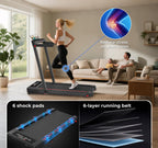 Subsun Pad Treadmill With 9% Incline, 3 In 1 Folding Treadmill For Home/Office With Handle Bar, 2.5Hp Under Desk Treadmills Port