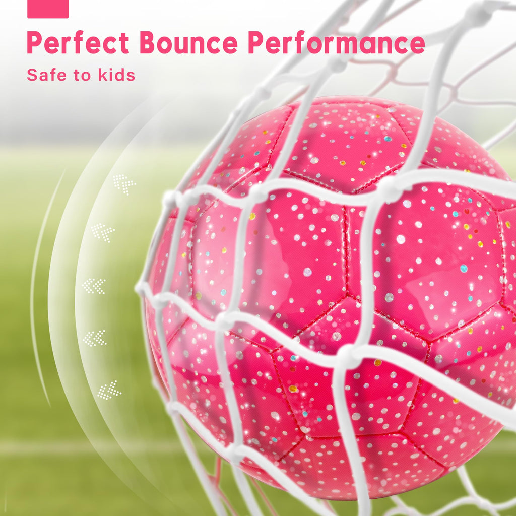 Acevernine Soccer Balls Size 3, Sparkle Soccer Ball For Girls Kids 3-8 4-6 6-8 Glitter Outdoors Sports Recreation Playing Ball F