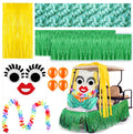 JolliLudo Golf Cart Parade Decoration Kit Hawaiian Golf Cart Decoration Summer Tropical Flower Lei Tassel Garland Grass Fringe B