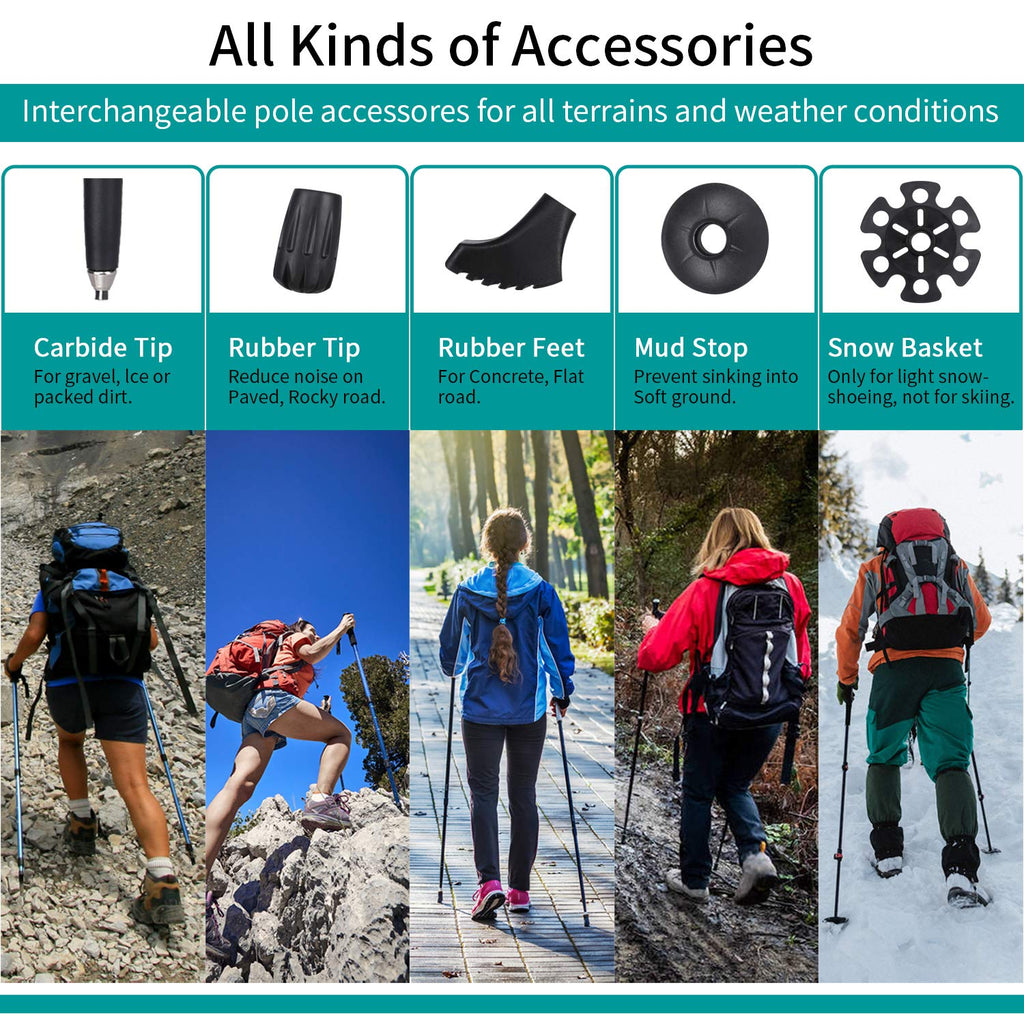 Esup Trekking Poles Collapsible For Hiking Aluminum Alloy 7075 Hiking Poles 2Pc Pack Adjustable Quick Lock For Hiking, Camping,