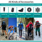 Esup Trekking Poles Collapsible For Hiking Aluminum Alloy 7075 Hiking Poles 2Pc Pack Adjustable Quick Lock For Hiking, Camping,