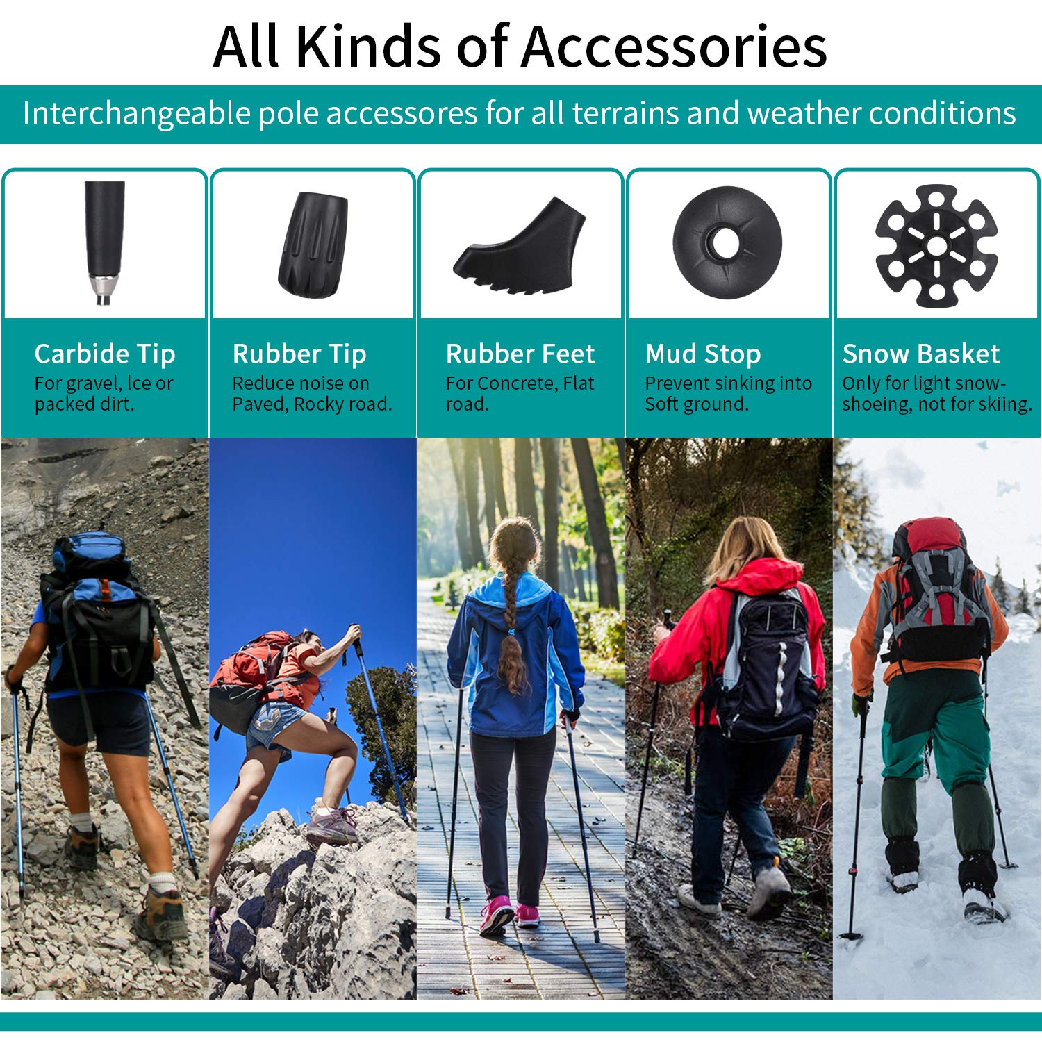Esup Trekking Poles Collapsible For Hiking Aluminum Alloy 7075 Hiking Poles 2Pc Pack Adjustable Quick Lock For Hiking, Camping,