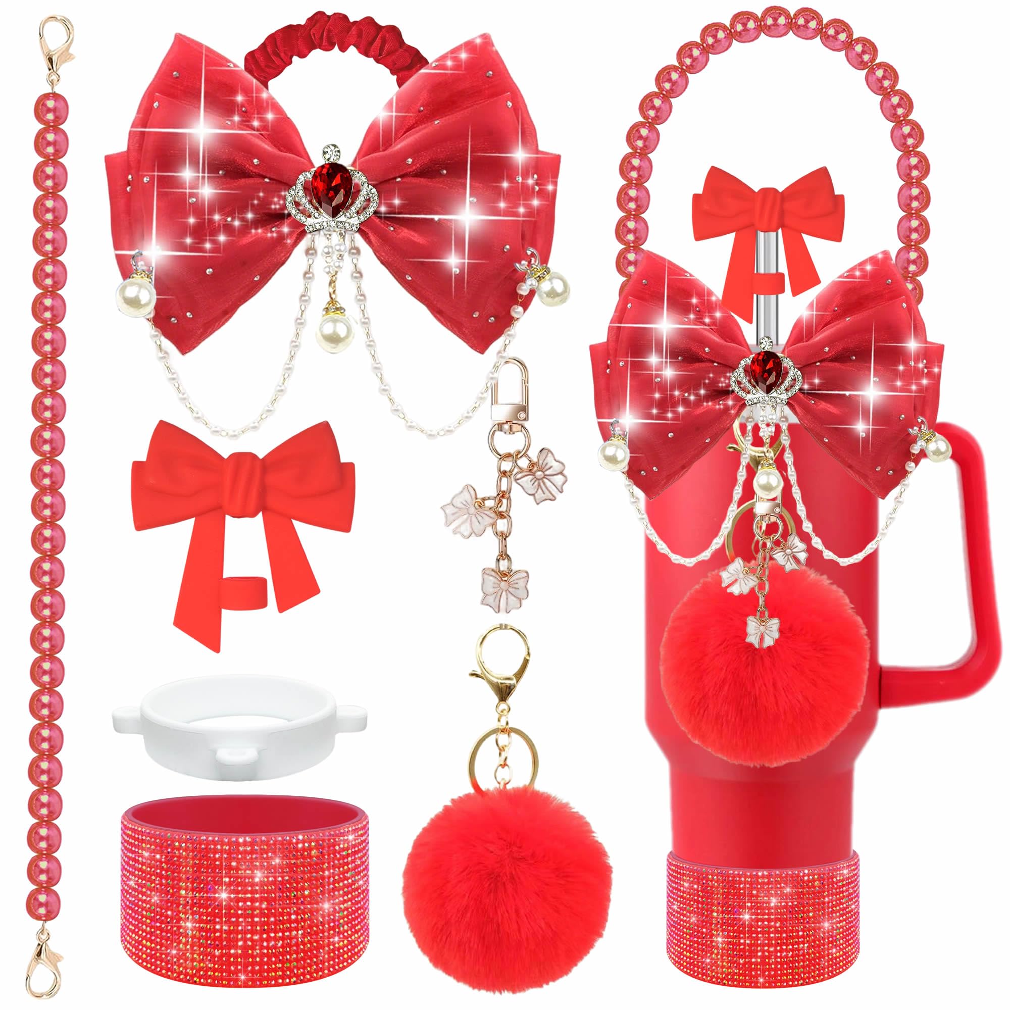 Red Bling Cup Accessories Set for Stanley 24/30/40oz, Rhinestone Boot