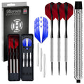 Harrows Caliber 90% Tungsten Steel Tip Darts Set 21G, 23G, & 25G - Includes Spare Shafts, Prime Flights & Travel Case (23, Grams