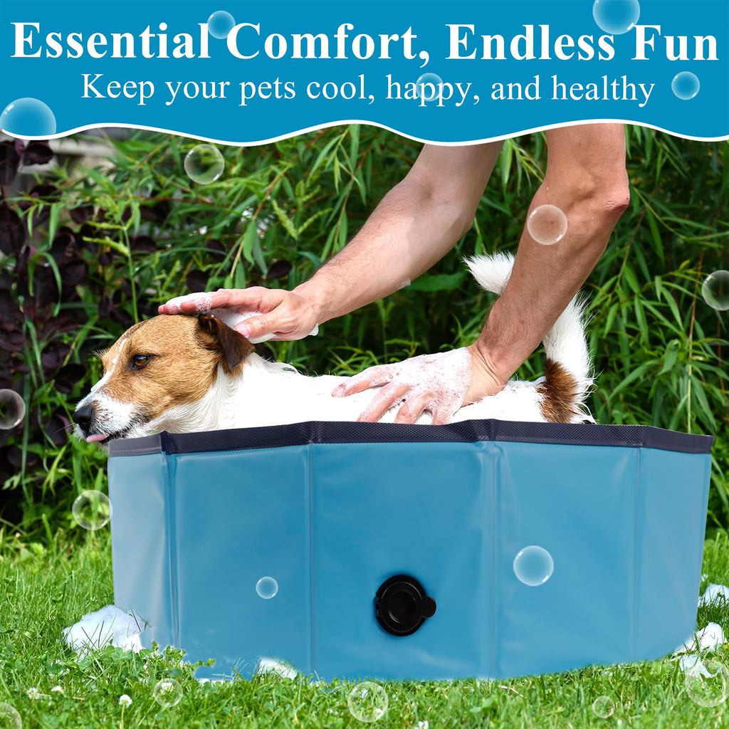 C Crystal Lemon Blue Foldable Pvc Swimming Pool - Versatile Dog Pool, Kiddie Pool, Kids Pool, Baby Pool, And Toddler Pool - 31.5