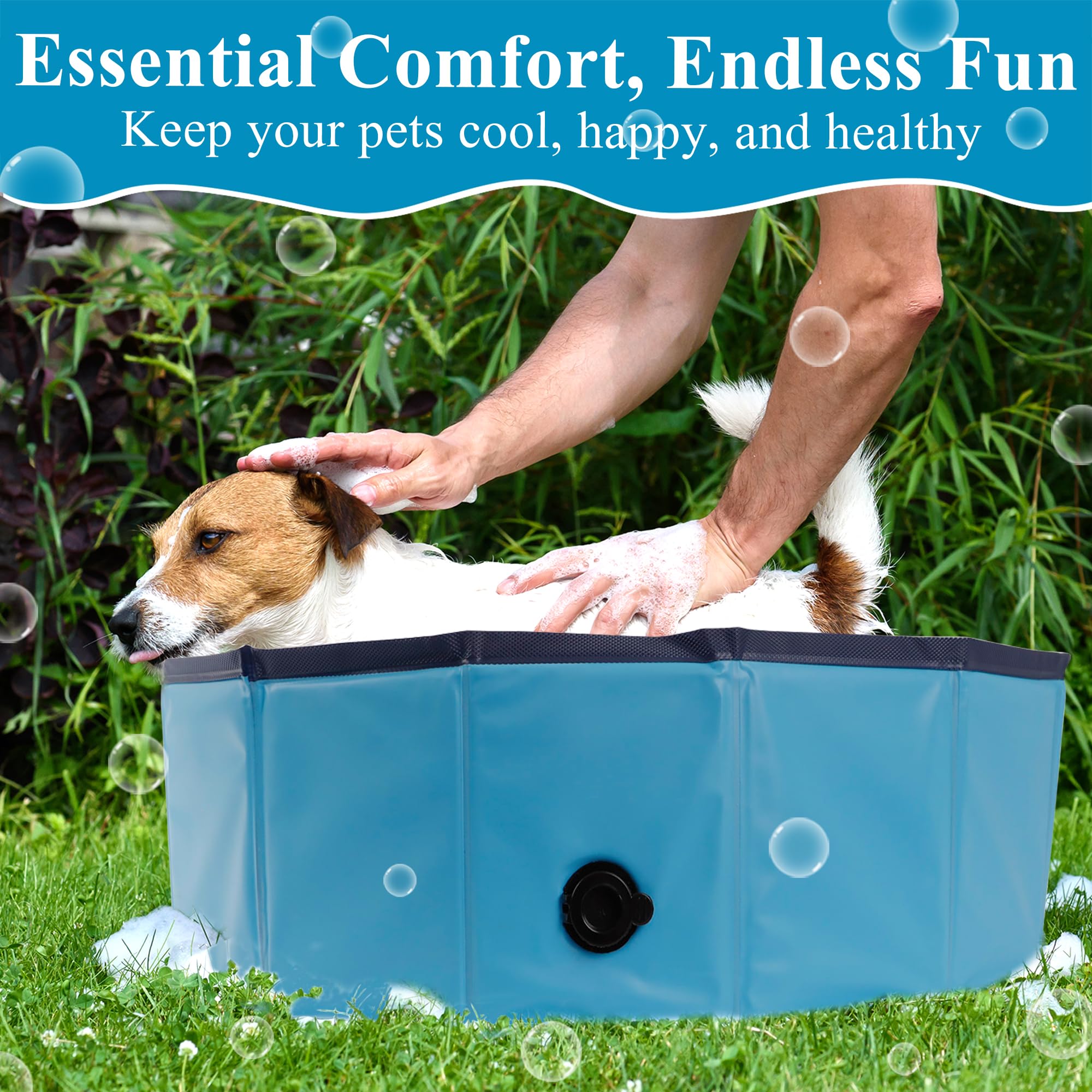 C Crystal Lemon Blue Foldable Pvc Swimming Pool - Versatile Dog Pool, Kiddie Pool, Kids Pool, Baby Pool, And Toddler Pool - 31.5