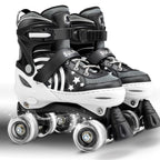 Sulifeel Rainbow Unicorn 4 Size Adjustable Light Up Roller Skates For Girls Boys For Kids (E Black, Medium - Big Kid)