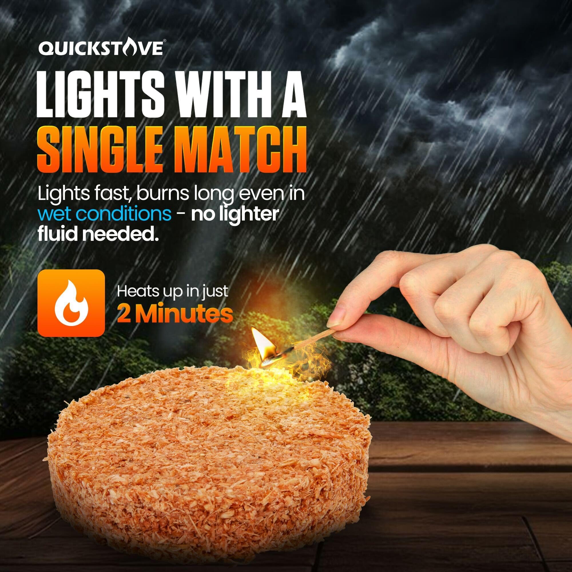 Quickstove Portable Stove With 2 Fire Starters, Lightweight Stainless Steel Wood Burning Stove For Emergency Preparedness, Survi