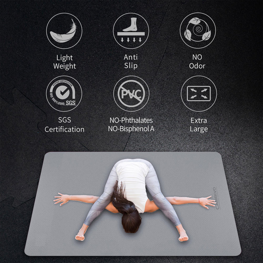 Cambivo Large Yoga Mat For Men And Women 1/4 Inch Thick, 72'' X 48'' Extra Wide Workout Mat, Exercise Fitness Tpe Mat For Home G