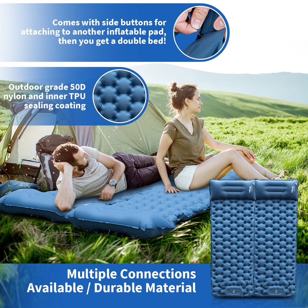 Hiipeak Sleeping Pad For Camping- Ultralight Inflatable Sleeping Mat With Built-In Foot Pump, Upgraded Durable Compact Camping A