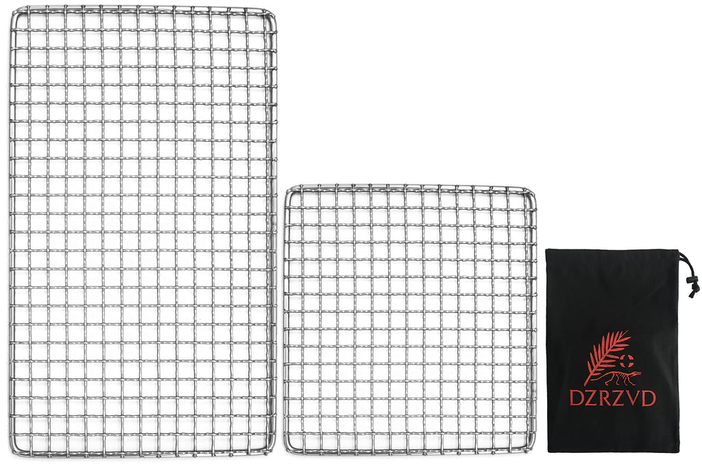 Dzrzvd-The Bushcraft Backpackers Grill Grate-Welded Stainless Steel Mesh (Upgrade Camping Fire Rated)-7.48''X12.6''&7.48''X7.48'