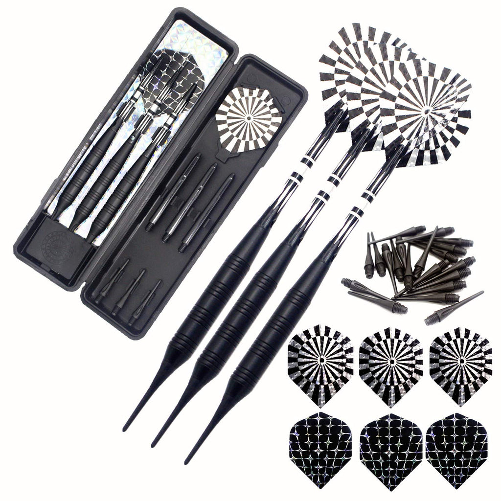 Roobeeo Soft Tip Darts Set For Electronic Dart Board 22G Plastic Tip Darts Set With Brass Barrels&Aluminum Shafts, 6 Flights 3 S