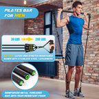 Pilates Bar Kit With Resistance Bands, Multifunctional Metal Exercise Bar With Heavy-Duty Metal Adjustment Buckle, Portable Home
