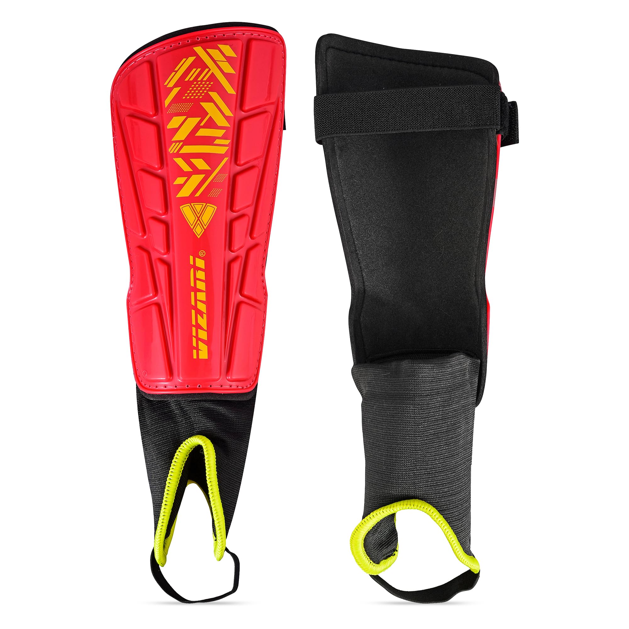 Vizari Malaga Shin Guard, Red/Yellow, X-Small