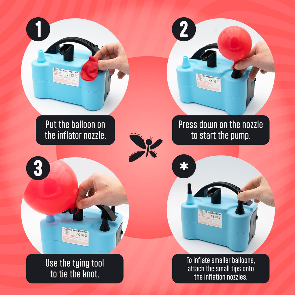 Electric Balloon Pump With Tying Tool | Portable Dual Nozzle Balloon Pump Electric | Balloon Inflator Pump Electric | Air Pump F