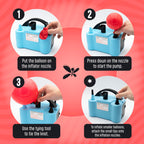 Electric Balloon Pump With Tying Tool | Portable Dual Nozzle Balloon Pump Electric | Balloon Inflator Pump Electric | Air Pump F