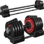 Yaheetech Adjustable Dumbbell Set 90lbs Fast Adjust Dumbbells 2 in 1 Dumbbell Weight Set Free Weight Set Used as Barbell, with T