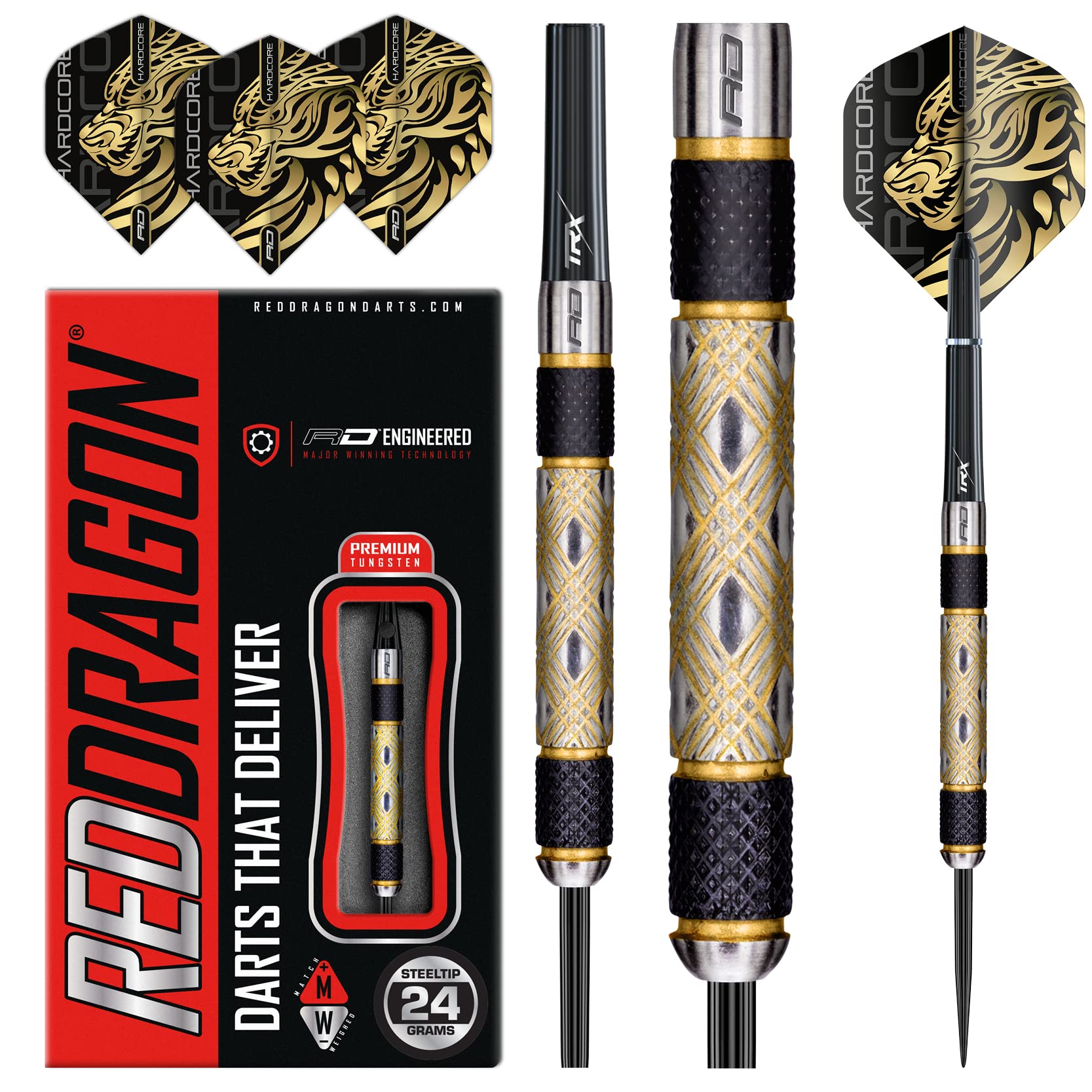 Red Dragon Golden Eye 1: 24G - Tungsten Darts With Flights And Stems