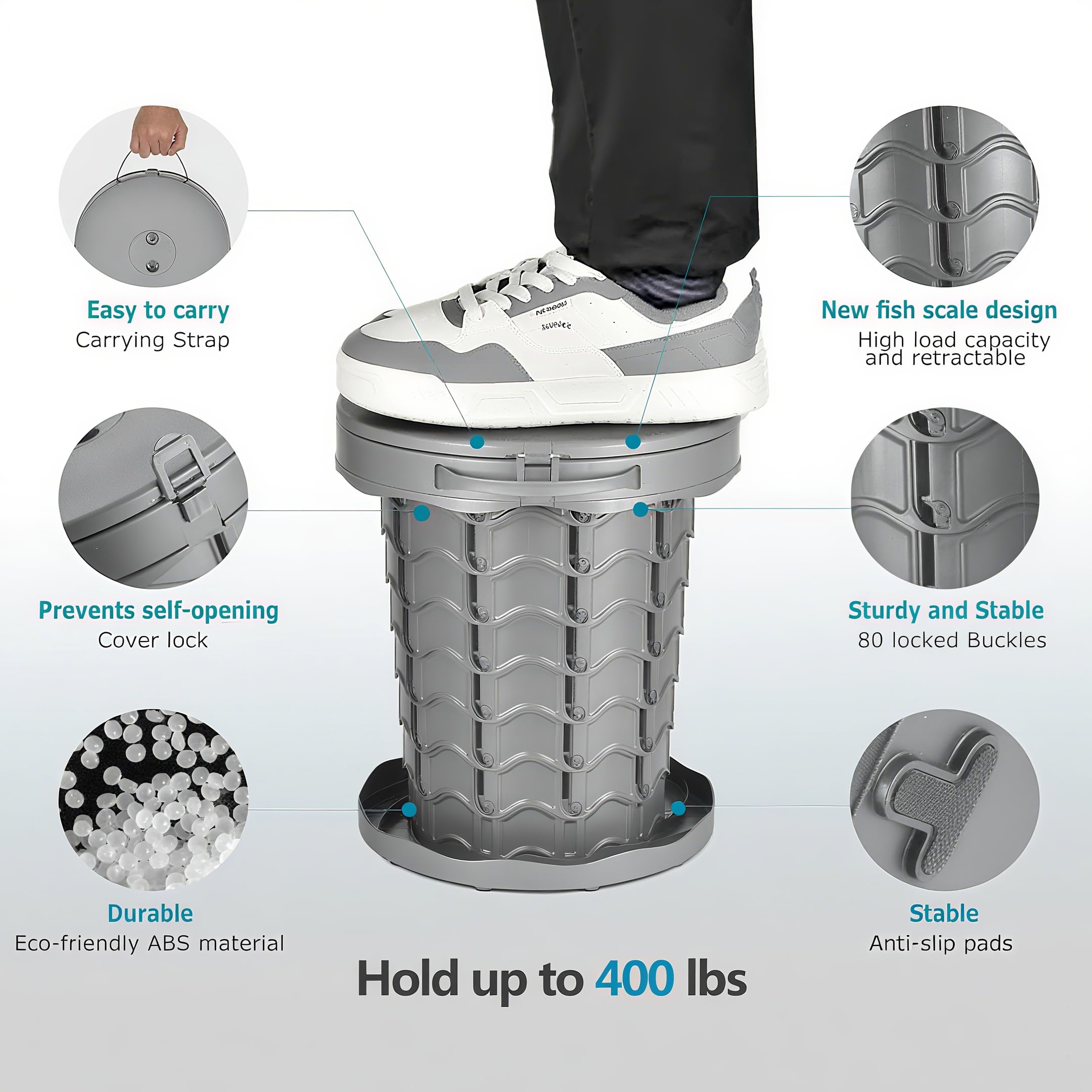 Kpr Upgrade Retractable Portable Toilet Camping Toilet Lightweight And Height Adjustable Folding Travel Toilet Portable Potty Fo