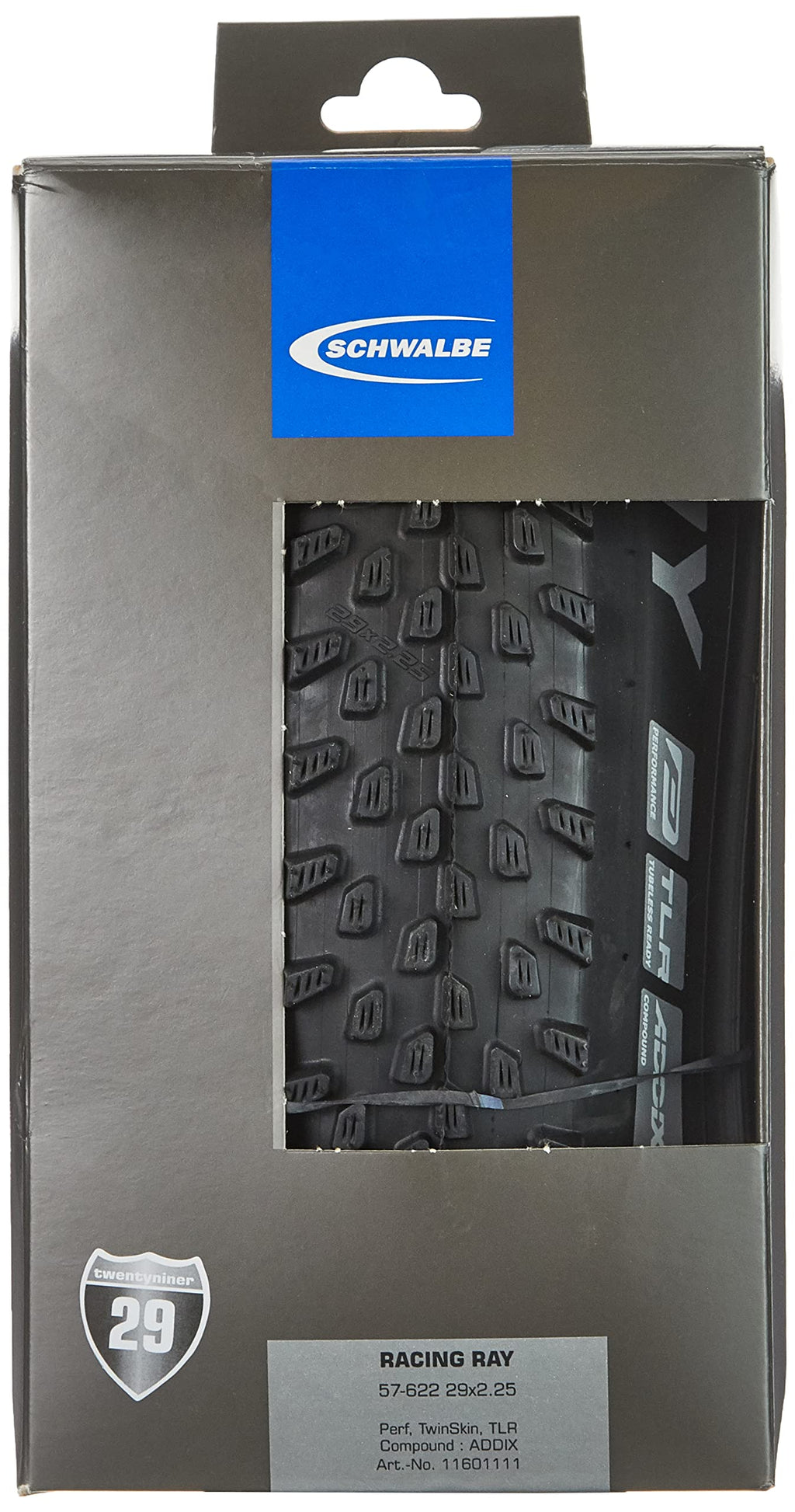 Schwalbe Racing Ray Tire - 29 X 225, Tubeless, Folding, Black, Performance Line, Twinskin, Addix