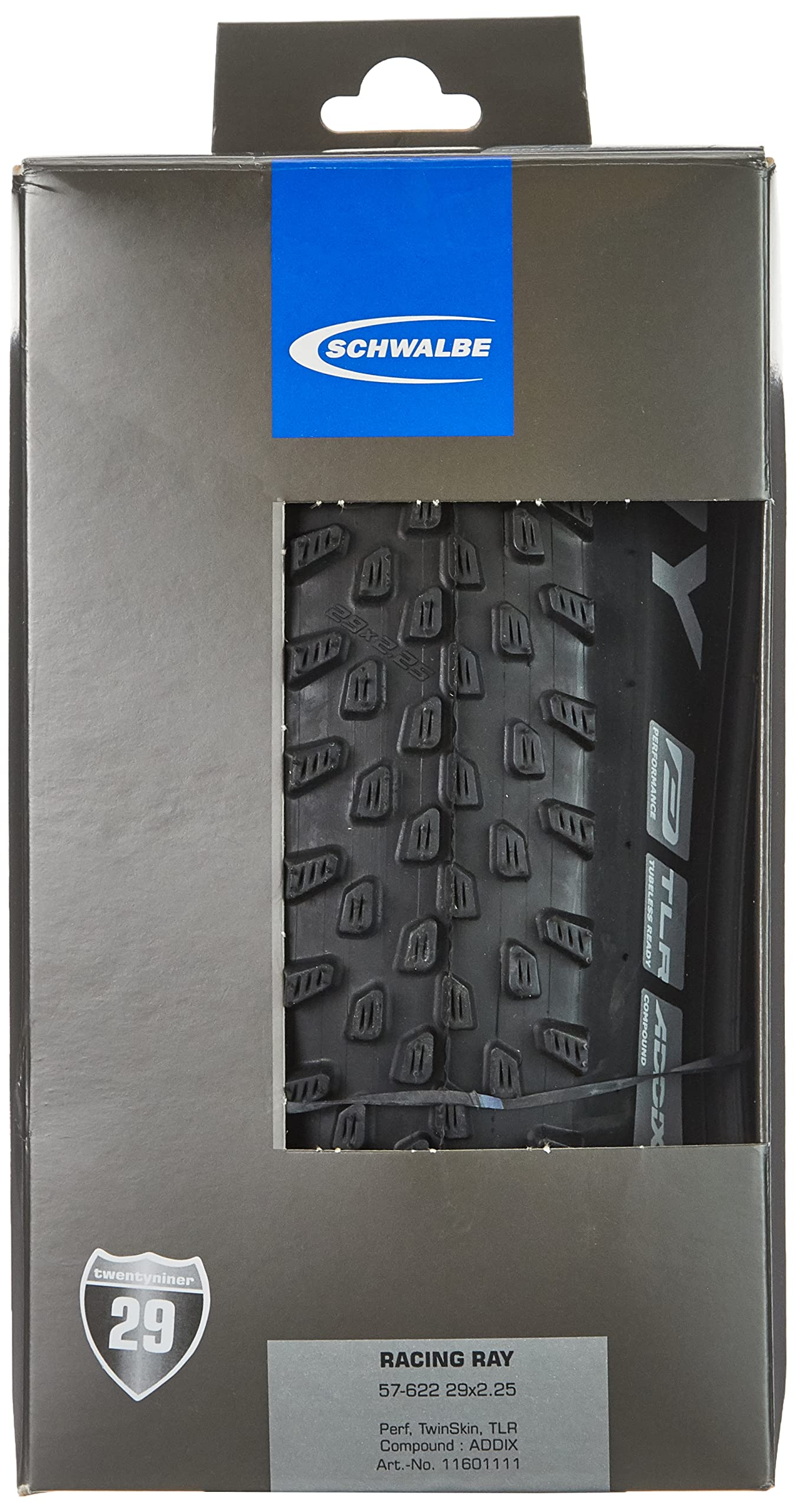 Schwalbe Racing Ray Tire - 29 X 225, Tubeless, Folding, Black, Performance Line, Twinskin, Addix