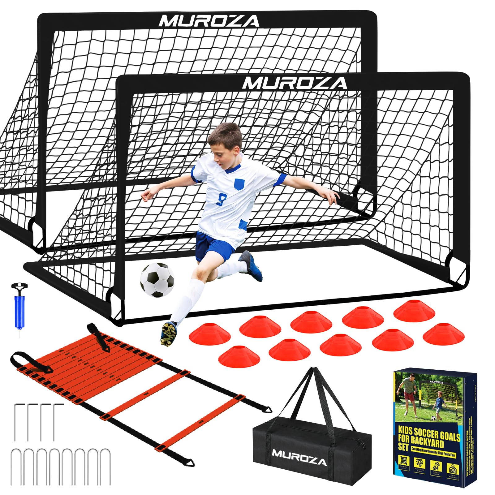 Kids Soccer Goals For Backyard Set, 1 Pack Of Portable Pop Up Soccer Nets With Soccer Ball, Toddler Outdoor Sports Games (6Ftx4F