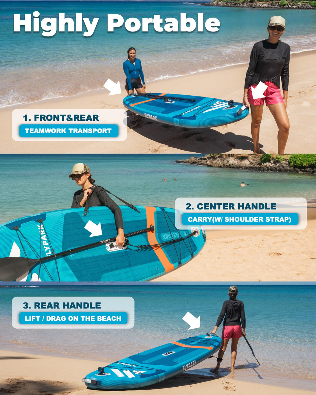 Flypark 10'8/11'X35'' Fishing&Family Stable Inflatable Paddle Boards, Extra Wide Sup Paddleboard Inflatable, 430Lb/3 People, Sta