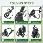 Kvv 3 Wheel Foldable/Collapsible Golf Push Cart Ultra Lightweight Smallest Folding Size, New-Version Scorecard Holder Umbrella H