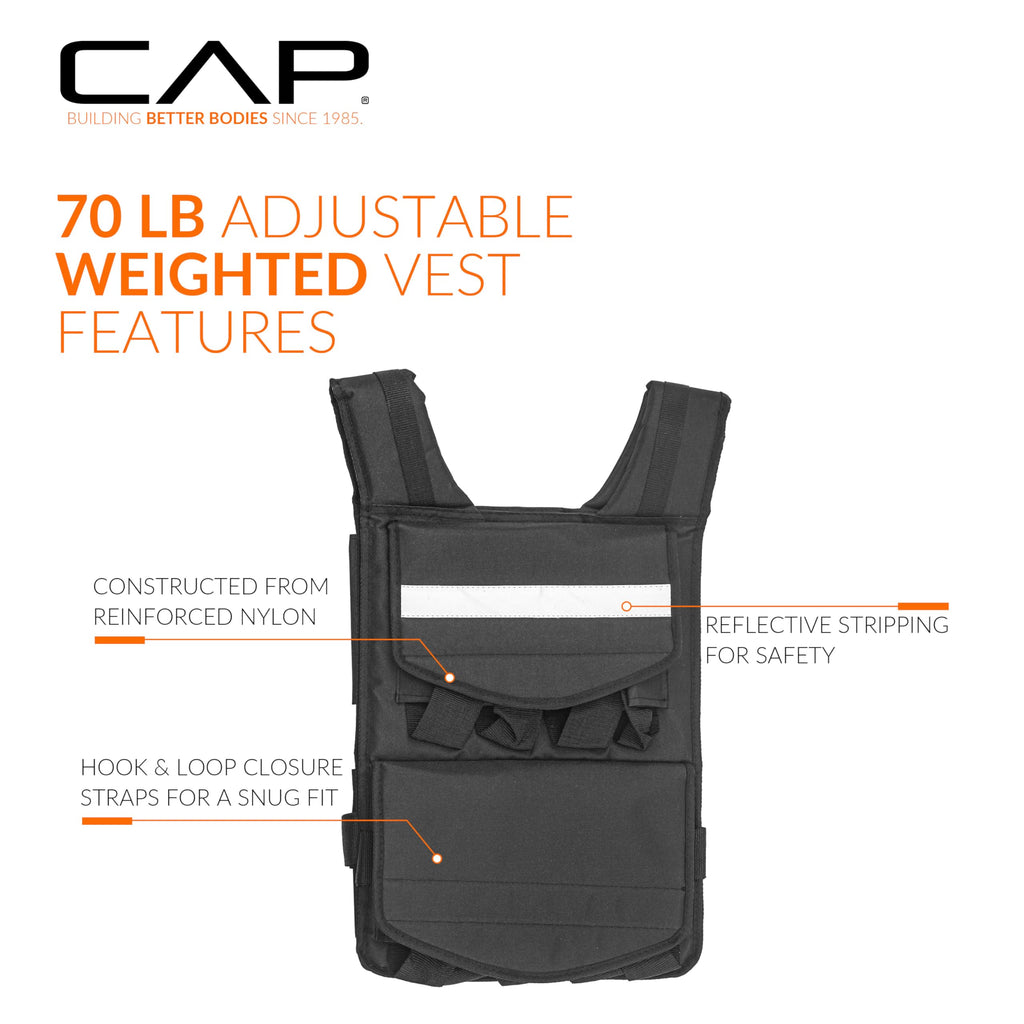 Cap Barbell Adjustable Weighted Vest, 70 Lb