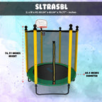 SereneLife 5FT Outdoor & Indoor Trampoline for Kids - Durable Mini Toddler Trampoline with Net Enclosure & Basketball Hoop - Sup