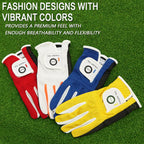 Finger Ten Junior Kids Dura Feel White Blue Red Yellow Golf Gloves Extra Value 2 Pack (Small White, Left)