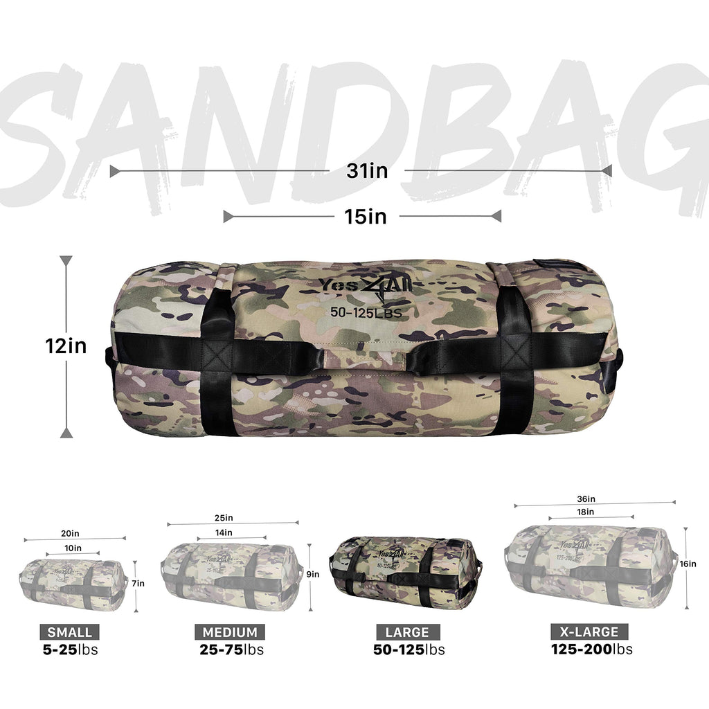 Yes4All Workout Sandbags, Heavy Duty Sandbags For Fitness, Conditioning, Mma & Combat Sports - Camouflage - L
