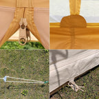 Dream House Outdoor Waterproof Cotton Canvas Family Camping Bell Tent (Beige Cotton Canvas Tent, Diameter 5 Meter)