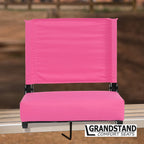 Flash Furniture Grandstand Comfort Seats By Flash - Pink Stadium Chair - 2 Pack 500 Lb Rated Folding Chair - Carry Handle - Ultr