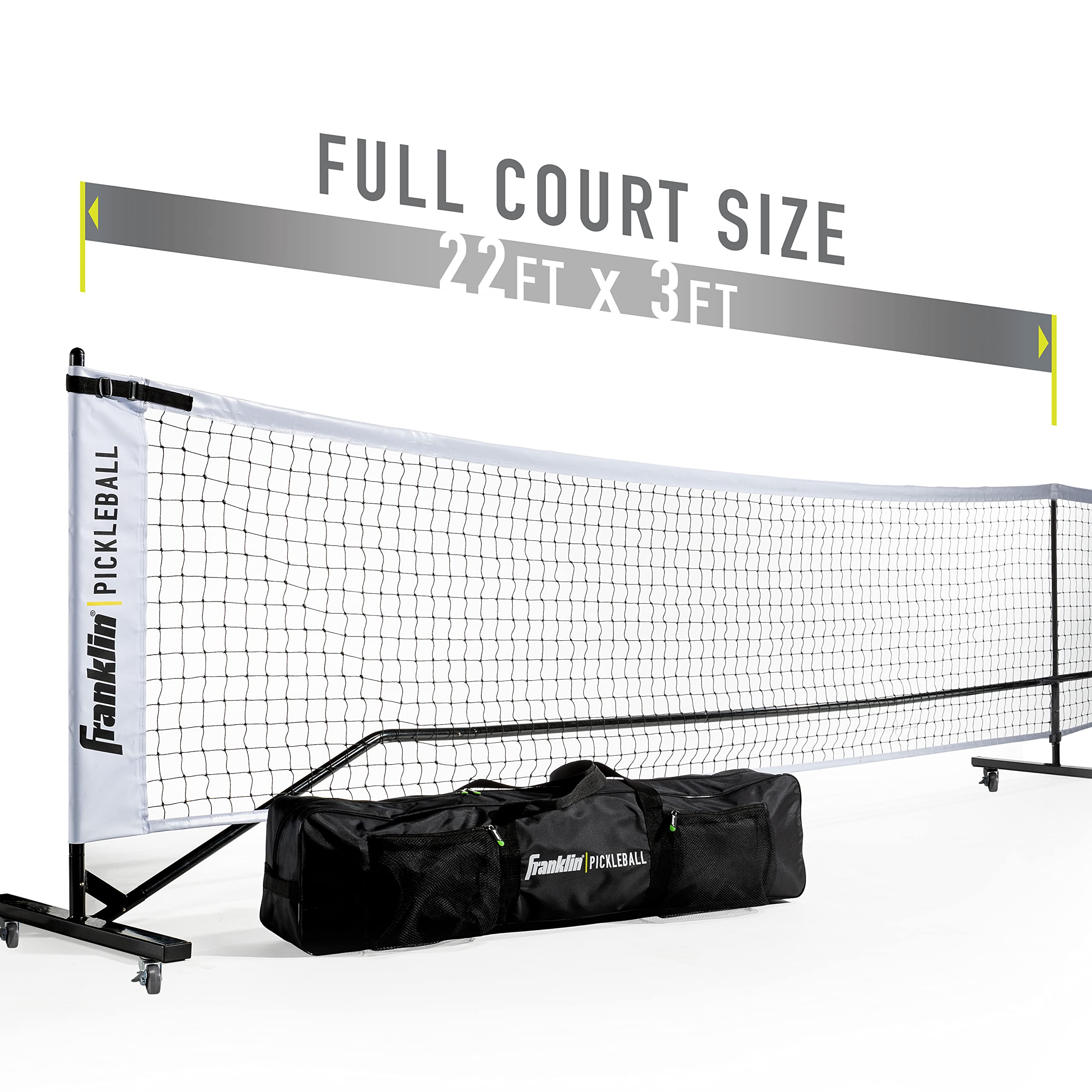 Franklin Sports Pickleball Net - Official Size With Wheels -Superior Portability, White/Black